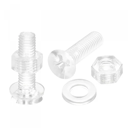 Miniatura 7 de uxcell Tornillos de máquina Phillips de plástico M4 x 0.787 in con tuercas y arandelas planas, pernos de máquina de cabeza plana de PC