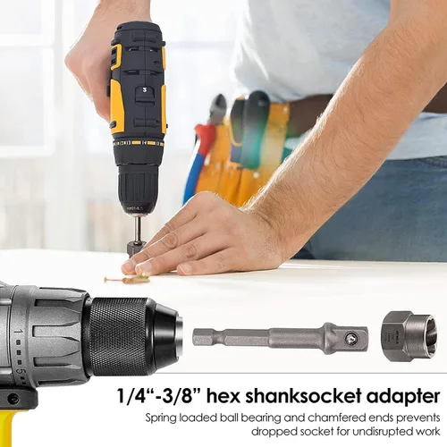 Miniatura 4 de XEWEA Juego de 26 extractores de tornillos y pernos con broca izquierda, con adaptador hexagonal, herramientas de impacto fácil de salir, removedor