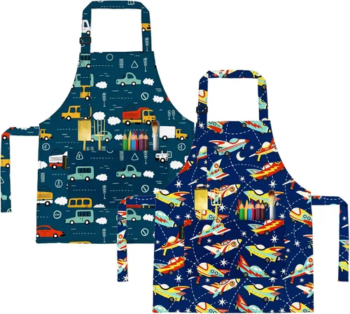 Miniatura 10 de Delantales de Cocina para Niños BeeGreen con Correa Ajustable Delantales de Cocina con Bolsillo Delantero para Niños Pequeños Pintura Hornear Artista