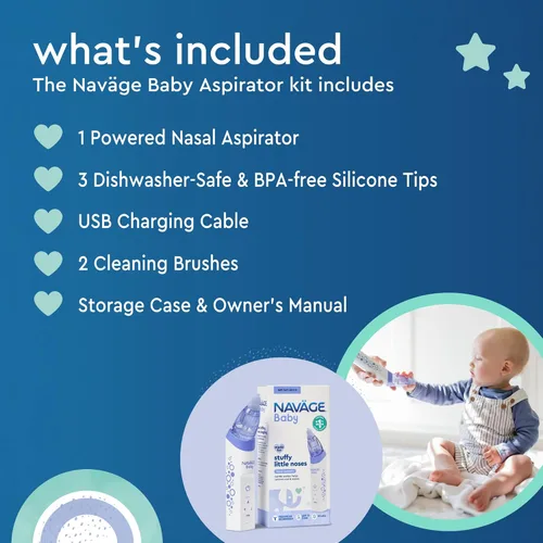 Miniatura 5 de Navage Aspirador nasal para bebés – Aspirador nasal suave aprobado por pediatras para la congestión del bebé y nariz tapada – Lechón de nariz