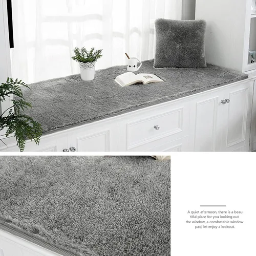 Miniatura 3 de Cojín esponjoso para banco de ventana, cojines gruesos de felpa para asiento de ventana de bahía, almohadillas de tatami suaves, tapete Gris