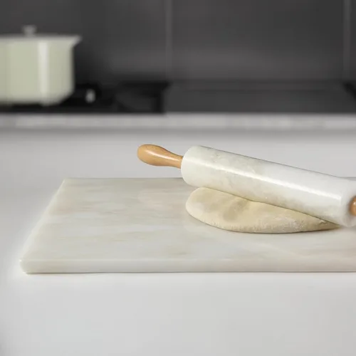 Miniatura 8 de Koville Tabla de cortar de mármol natural africano para cocina, 16 x 12 pulgadas, losa de mármol grande hecha a mano para queso, embutidos, tabla