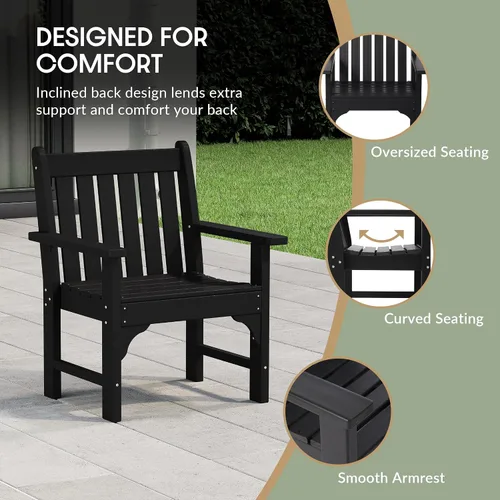 Miniatura 7 de WestinTrends Malibu Outdoor Patio HDPE Adirondack Silla de comedor para patio, color negro
