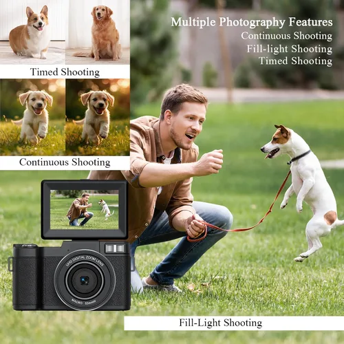 Miniatura 5 de Cámara digital 5K para fotografía 64MP Cámara de vlogging de enfoque automático para YouTube 3 "Pantalla abatible de 180 ° Viaje compacto 18X Zoom