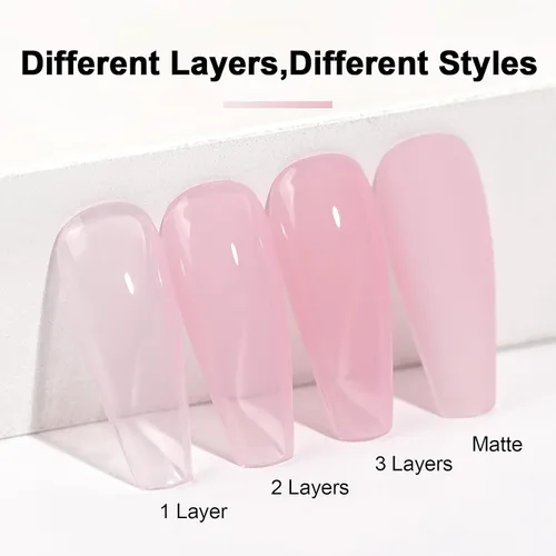 Miniatura 6 de L'UGX Esmalte de uñas de gel rosa translúcido, 0.5 onzas líquidas, esmalte de gel neutro nude, rosa, transparente, natural, UV, punta francesa