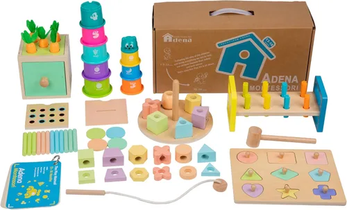 Miniatura 8 de Kit de juego Adena Montessori para bebés de 7-12 meses, juguetes educativos de desarrollo cerebral de 6 en 1 para niños pequeños que incluyen primer