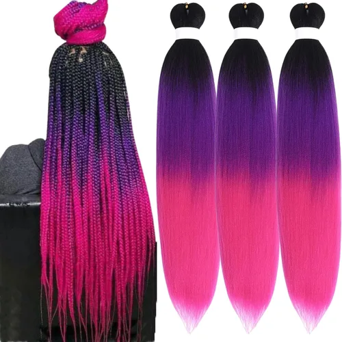 Miniatura 152 de Cabello estirado de fibra Kanekalon para trenzar con cabello humano, color oro rosado, 30 pulgadas