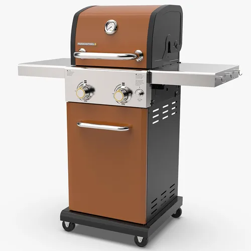 Miniatura 14 de Permasteel Parrilla de gas propano de 2 quemadores, parrilla de barbacoa con mesas laterales plegables y ganchos para herramientas, perfecta