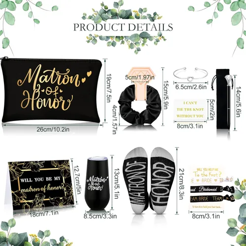 Miniatura 2 de Yexiya Juego de 13 piezas de regalo de caja de propuesta de dama de honor, regalo con texto en inglés "Will You Be My Maid of Honor", de acero