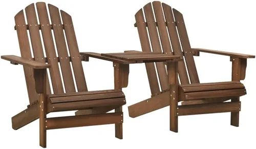 Sillas de césped, muebles de porche, juego de muebles de patio, sillas Adirondack con mesa de té, madera maciza, abeto marrón para cocina al aire