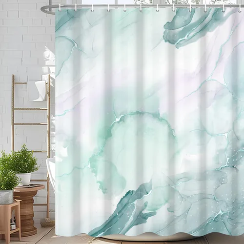 Miniatura 60 de Cortina de ducha abstracta de mármol negro gris y dorado con grietas, cortina de baño moderna ombre impresa, cortina impermeable y lavable de tela