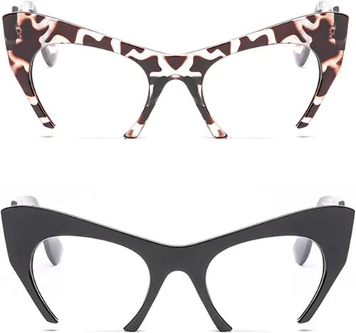 Miniatura 2 de Cristal de lectura de ojo de gato de media luna de moda para mujeres medio borde lente grande