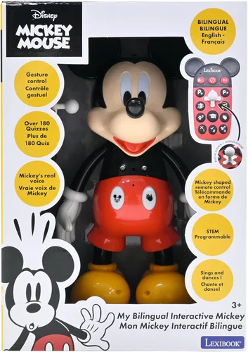 Miniatura 6 de LEXiBOOK - Disney - Robot de Mickey bilingüe - Inglés/Español, 100 cuestionarios educativos, efectos de luz, baile, programable, articulado