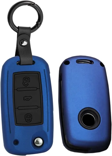 Miniatura 11 de SANRILY Funda roja para llave con tapa para Volkswagen Jetta Passat Golf Beetle GTI Tiguan EOS llavero titular elegante plástico ABS protección