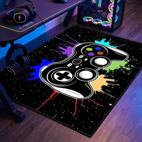 Miniatura 5 de Alfombras gamer para dormitorio de niños, pintura de dibujos animados, alfombra de juegos para adolescentes, decoración genial de sala