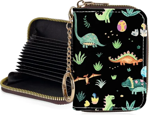 Miniatura 14 de Tarjetero de crédito para mujer, pequeña cartera RFID con cierre de llavero, bonita cartera de piel sintética, carteras para tarjetas de crédito