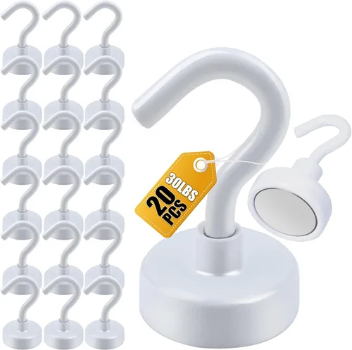Miniatura 36 de Diymag Ganchos magnéticos, resisten 80 lb, 20 unidades, neodimio de tierras raras fuertes para colgar, colgador magnético para cortina, hogar, Negro