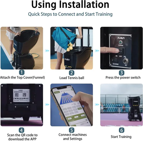 Miniatura 4 de Padel-Smart-Máquina profesional de pelotas de pádel con control de aplicación, capacidad de más de 100 bolas, batería de 4 a 6 horas, 12 modos