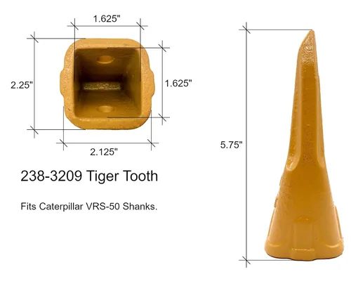 Miniatura 2 de Mini excavadora cubo Tiger Rock Tooth, 238-3209, compatible con CAT VRS-50 (1)