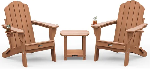 Miniatura 45 de Silla Adirondack plegable, silla Adirondack de HDPE con 2 soportes para tazas, sillas para fogatas al aire libre de fácil montaje para patio