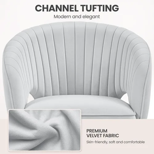 Miniatura 3 de Yaheetech - Silla de escritorio de terciopelo giratoria con respaldo tapizado para tocador, silla de oficina en casa con ruedas, silla pequeña