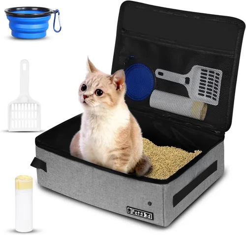 Miniatura 11 de Arenero portátil para gatos de viaje de Petskd con tapa y 10 bolsas desechables, a prueba de fugas y plegable, artículos de viaje esenciales