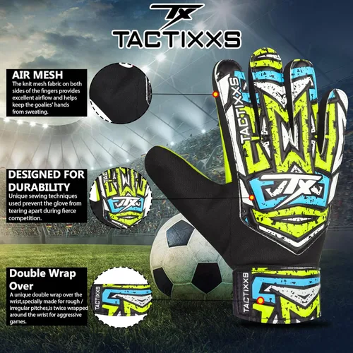 Miniatura 26 de Guantes de portero de fútbol para niños y jóvenes, guantes de portero de fútbol Funky antideslizantes con palma de látex de 0.16 in con agarres Azul