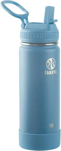 Miniatura 44 de Takeya Actives - Botella de agua de 24 onzas con tapa con popote, aislamiento de acero inoxidable de doble pared, apta para lavavajillas y sin BPA