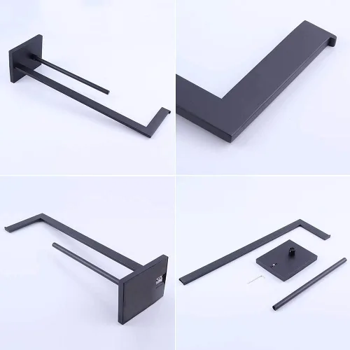 Miniatura 5 de Soporte para papel higiénico negro mate, soporte para rollo de papel higiénico con reserva de estante, organización portátil de almacenamiento
