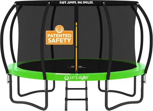 Jumpzylla - Cama elástica recreativa para niños, con red de seguridad, escalera y revestimiento antioxidante, de 8, 10, 12, 14, 15 y 16 pies, para