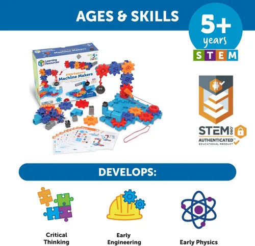 Miniatura 4 de Learning Resources STEM Explorers Machine Makers - 60 piezas, a partir de 5 años, juguetes Montessori de construcción, actividades de ingeniería