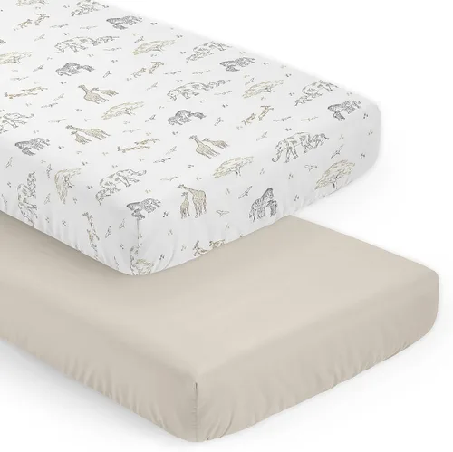 Miniatura 7 de Sweet Jojo Designs Jungle Safari Animales Niño Niña Mini Cuna Sábana Ajustable Bebé Guardería Portátil Cuna Pack Jugar Marrón Taupe Negro y Blanco