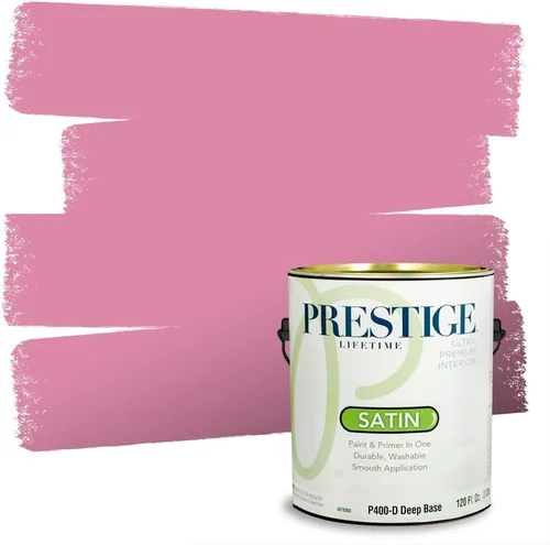 Miniatura 209 de Prestige Paints E100-T-SW6591 Pintura exterior e imprimación en uno, 1 galón, plano, combinación comparable de Sherwin Williams Amaryllis, 1 galón