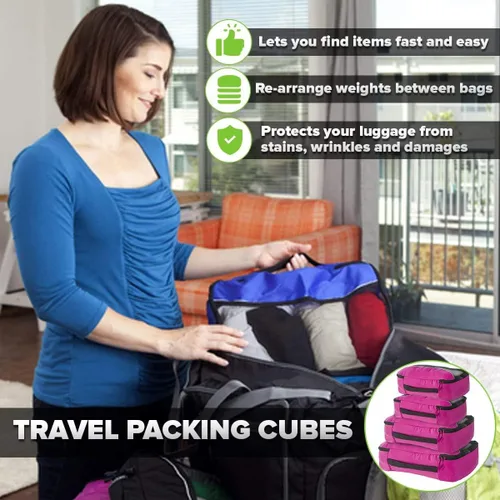 Miniatura 6 de Bago Cubos de embalaje para maletas y bolsas de viaje juego de 7 bolsas organizadoras de equipaje y maleta cubos de compresión para organizador