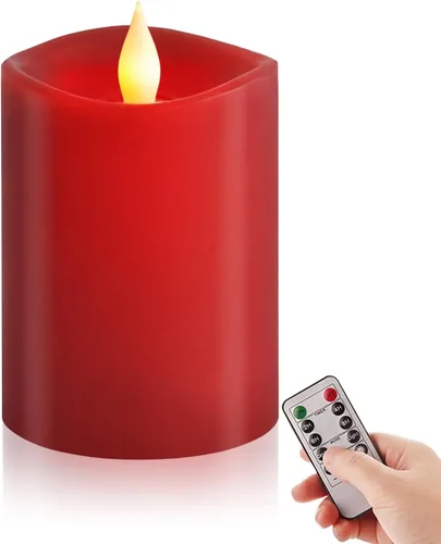 Miniatura 29 de Juego de 1 velas sin llama de 3 x 4, batería de 2 AA, 600 horas, velas parpadeantes con temporizador, velas sin llama de 4 pulgadas con control