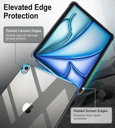 Miniatura 3 de MoKo Transparente para iPad Air 11 (M4 2026/M3 2025/M2 2024) iPad Air 4 y 5 de 10.9 pulgadas (2020/2022), funda con cuatro esquinas reforzadas