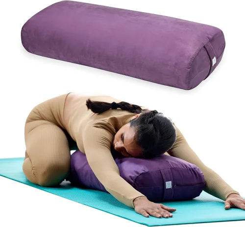 Almohada Gaiam redonda para yoga, cojín suave para meditación, masaje y soporte de espalda, relleno de algodón transpirable, funda de microfibra con