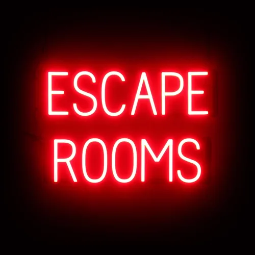 Miniatura 17 de SpellBrite Cartel de ESCAPE ROOM Letrero relacionado con el entretenimiento con aspecto de neón, fuente de luz LED roja 23.6 x 15.0 pulgadas Rojo