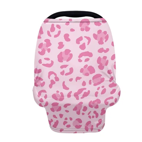 Miniatura 21 de Forchrinse Funda de asiento de coche de leopardo beige para bebés suave transpirable lactancia lactancia cubierta elástica infantil asiento de coche