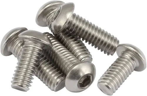 Tornillos de Cabeza de Botón con Casquillo 1/4-20 x 1/2", Acero Inoxidable 18-8 (304), Acabado Brillante, Completamente Roscados, Hexagonal Allen,