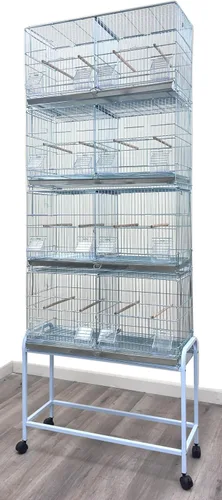 Miniatura 18 de Gran lote de jaula de vuelo para pájaros, sin óxido, galvanizada, chapada en zinc, apilable, con divisor central removible y puertas para nido