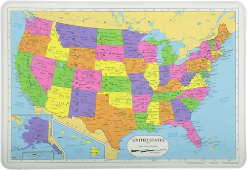 Miniatura 2 de Painless Learning - Juegos educativos de manteles individuales, mapas de EE. UU. y mapas del mundo, no antiderrapante, lavables