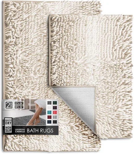Miniatura 131 de Hearth & Harbor Alfombras de baño, tapete de baño de chenilla - Alfombras de baño lavables a máquina para baño con respaldo antideslizante de goma