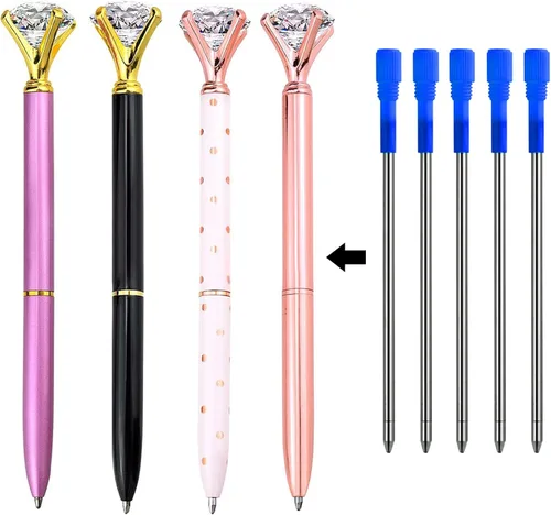Miniatura 6 de DunBong Recambios de metal para bolígrafo D1, repuesto de bolígrafo, tinta negra, tinta de repuesto de cristal de diamante, 3.2 pulgadas, paquete