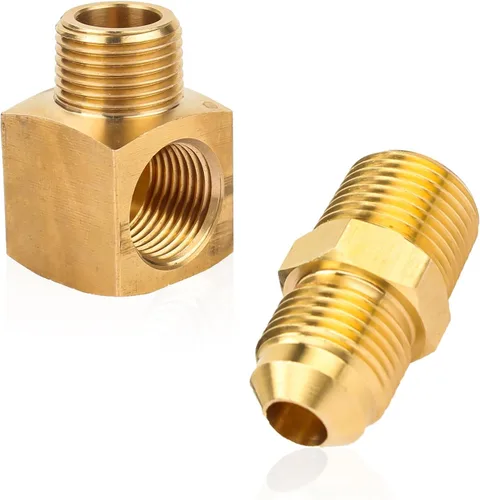 Tubo de latón de 90 grados Barstock Street Elbow 3/8 "NPT Macho Tubo x 3/8" NPT Hembra Pi'pe Half-Union 3/8" Flare x 3/8" Macho Pip'e compatible con