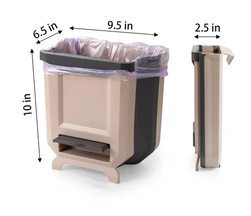 Miniatura 5 de Basurero Colgante de Cocina, Cubo de Basura Plegable para Cocina, Pequeño Cubo de Basura Colgante Plegable de Plástico de 2.4 Galones