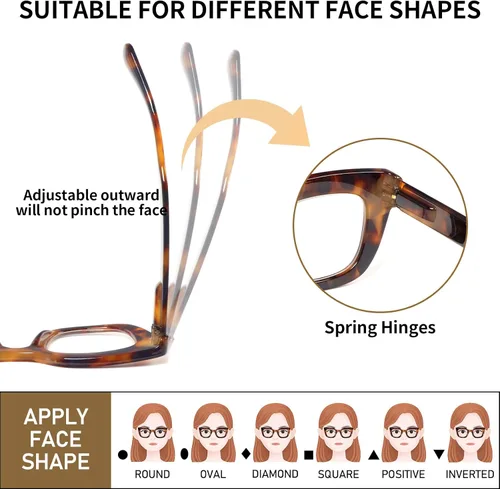 Miniatura 6 de REAVEE Oprah Style - Gafas de lectura para mujer, elegantes y bonitas, paquete de 3 unidades, con bloqueo de luz azul, con bisagra de resorte