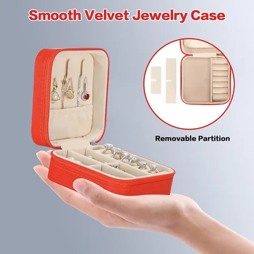 Miniatura 4 de LETURE Joyero pequeño organizador de 3 piezas para viajes, mini organizador portátil de joyería de viaje, caja de almacenamiento para anillos