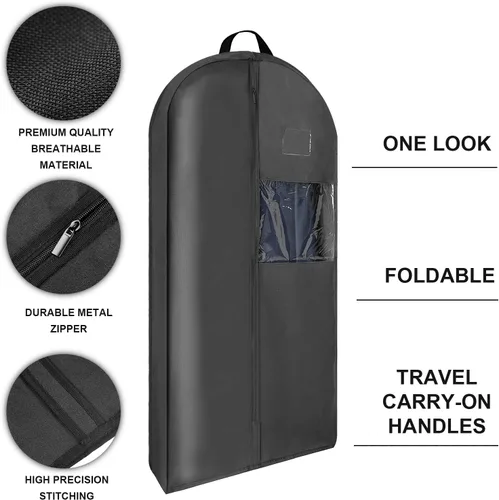 Miniatura 2 de Bolsas de ropa de 60 pulgadas para viajes, bolsas de traje para hombres, almacenamiento de armario, bolsa de ropa colgante para vestido de boda