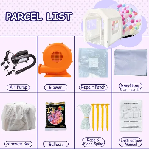 Miniatura 2 de Tienda de campaña inflable de PVC transparente de 10 pies con túnel, cúpula de casa de burbujas inflable, ideal para eventos divertidos y fiestas